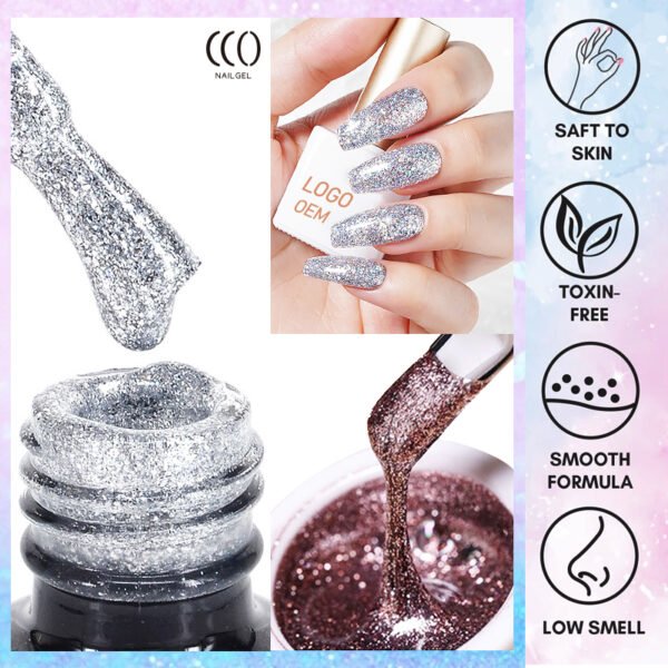 Glitter Gel Nail Privatet Label 8ml 5ml Glitter Color Gel Polish Platinum Glitter Gel - Image 6