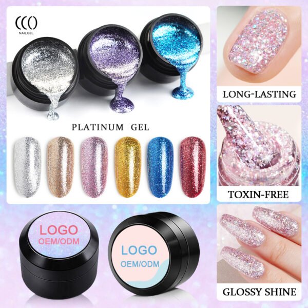 Glitter Gel Nail Privatet Label 8ml 5ml Glitter Color Gel Polish Platinum Glitter Gel - Image 7